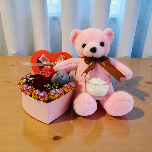 Ultimate Romance Box: Teddy, Roses, Candle & Chocolates JNK-5963
