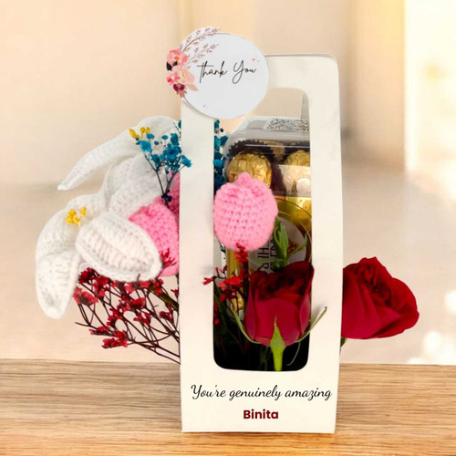 Crochet Flowers & Ferrero Rocher Surprise Gift JNK-5995