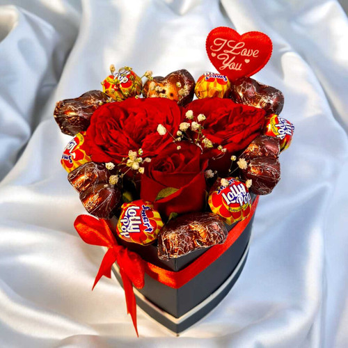 Love Celebration Red Wine with Locket & Roses Box for Her JNK-6014