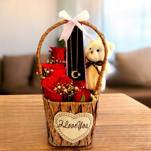 Roses, Pendant & Teddy Design Keyring for Her JNK-6017