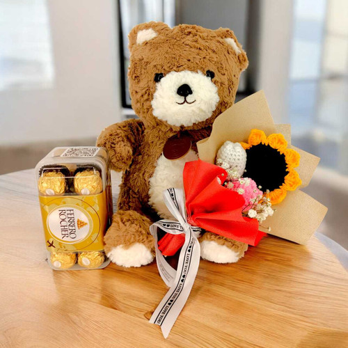 Cuddles, Chocolates & Handmade Flowers Gift Set BPL-807