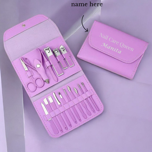 Manicure & Pedicure 16-in-1 Pouch with Customized Name Engraved