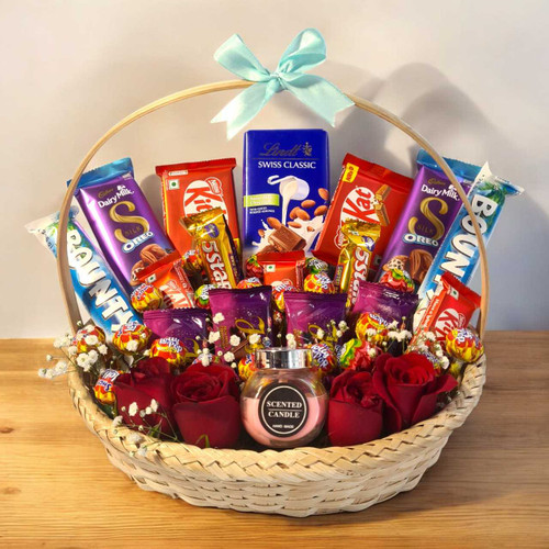 Assorted Chocolates, Roses & Candle JNK-6086