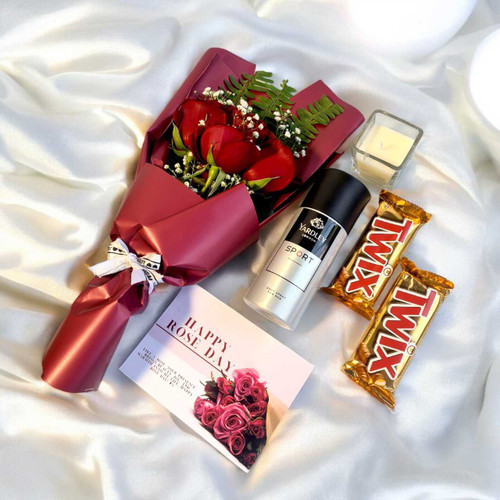 Premium Rose, Perfume & Candle Gift Combo for Him JNK-6121