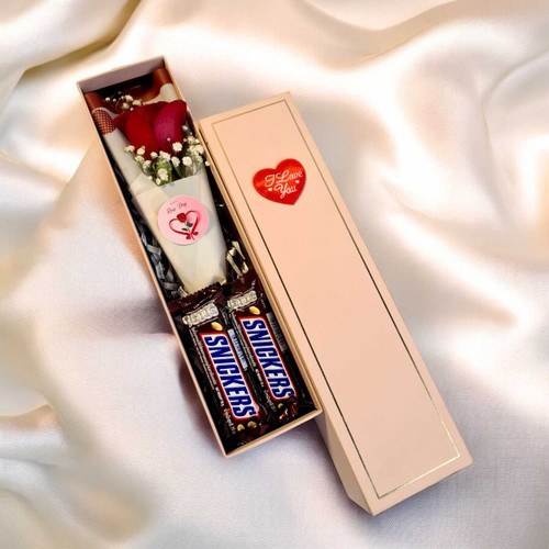 Rose Day Gift Box with Chocolates & Rose JNK-6128