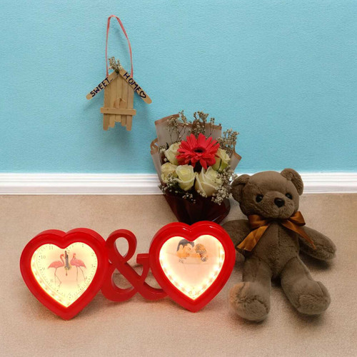 Magical Moments Gift: Teddy, Flowers & Personalized Mirror JNK-6147