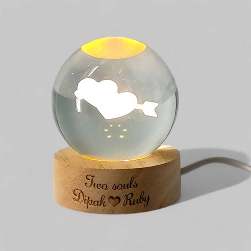 Double Heart Crystal Lamp with Personalized Couples’ Names SK-1596