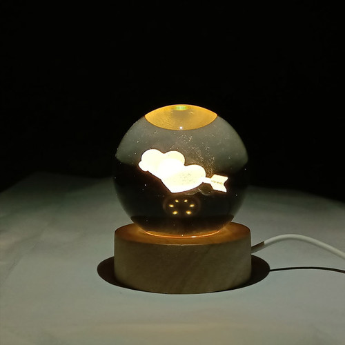 Double Heart Crystal Lamp with Personalized First Couples’ Names