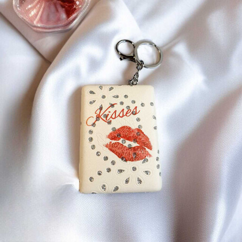 Trendy White Keychain Charm with Double-Sided Mirror MR-26