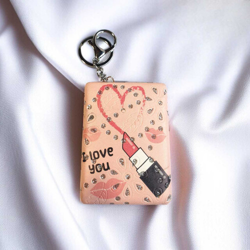 Portable Heart Design Lipstick Case Keychain with Double-Sided Mirror MR-28