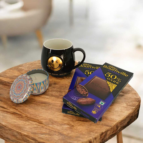 Dark Chocolates, Mug & Candle Gift Combo JNK-6318