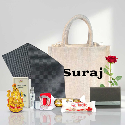 Winter Gift Hamper for Him With Personalized Accessories, Muffler & Sweets SK-1616