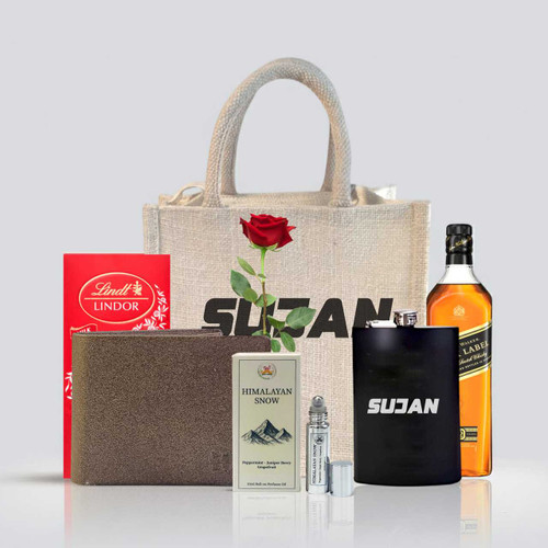 "Personalized Gift Hamper for Him with Whisky, Chocolates & Accessories SK-1618