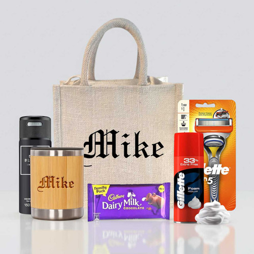 Luxury Self-Care Gift Set for Him With Grooming, Treats & Personalized Mug SK-1619