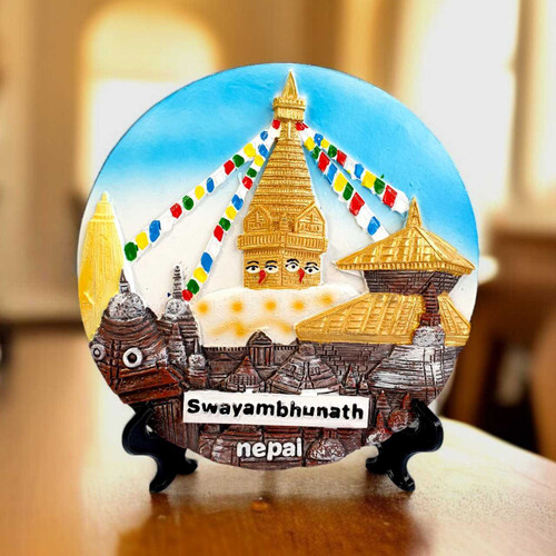 Decorative Swayambhunath Ceramic Plate with Table Stand TOL-42