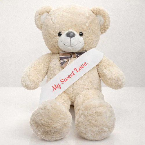 28-Inch Elegant Cream Teddy Bear with My Sweet Love Printed On White Sash SK-1642