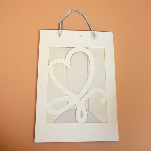 White Paper Gift Bag with Heart Cut-Out Design PKG-BG-26