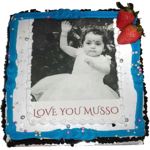 White Forest Sweet Memory Edible  Photo Cake - 2lbs