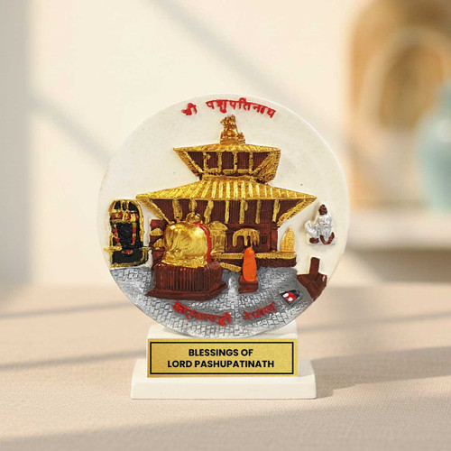 Golden Metal Sheet Souvenir with Pashupatinath Blessings JNK-6372