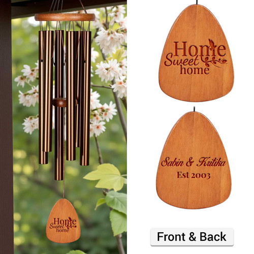 Personalised Home Sweet Home Wooden Wind Chime With Couple’s Names & House Established Date SK-1685