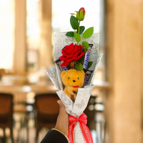 Sweet Treat & Plush Teddy Keyring Bouquet SPM-552