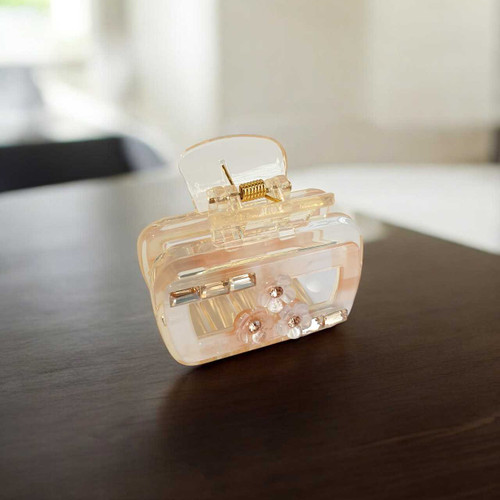 Peach Crystal Flower Hair Clip HC-278