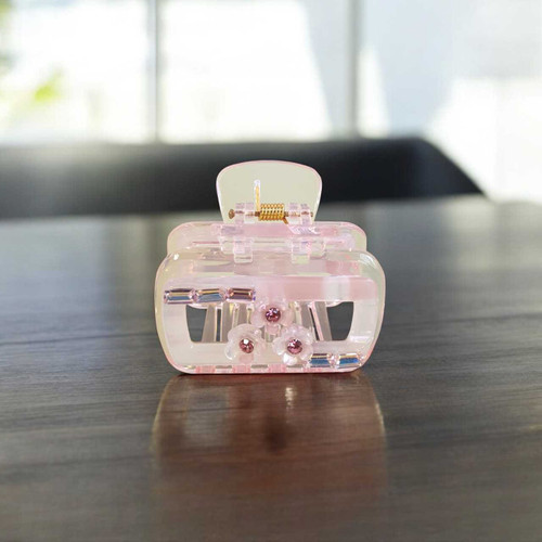 Pink Crystal Floral Design Hair Clip HC-279