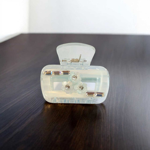 Transparent Light Blue Floral Hair Clip HC-277