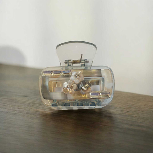 Transparent Floral Design Grey Hair Clip HC-280