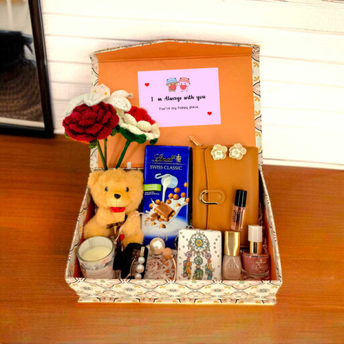 Lovely Surprise Gift Box with Wallet & Crochet Flowers for Her JNK-6412