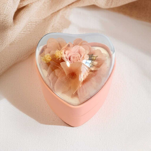Pink Heart-Shaped Jewellery Box with Decorative Flower BOX-40