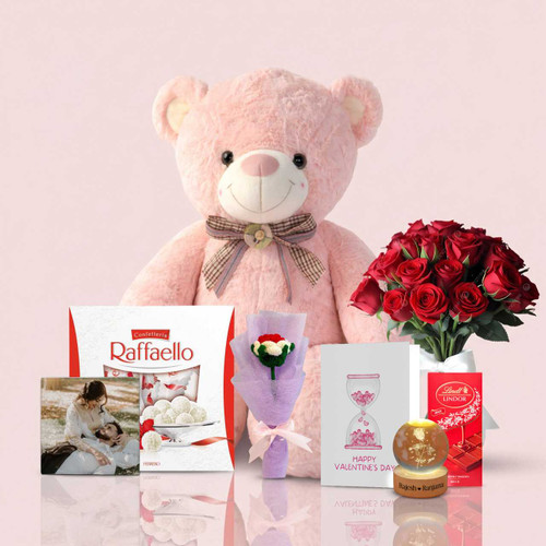Romantic 4-Day Valentine Hamper – Teddy, Chocolate, Rose & Personalized Gifts SPM-578