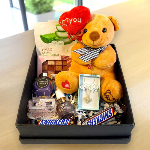 Luxury Beauty & Jewelry Gift Set with Chocolates and Teddy SK-1762