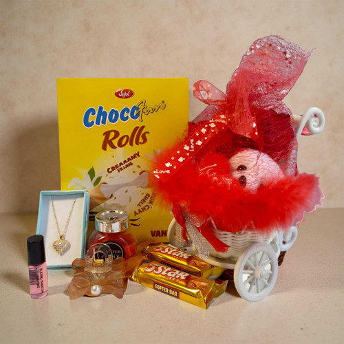 Surprise Gift with Necklace, Candle & Chocolates for Her JNK-6450