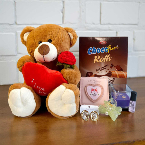 Romantic Teddy, Snack & Beauty Gifts For Her BPL-960