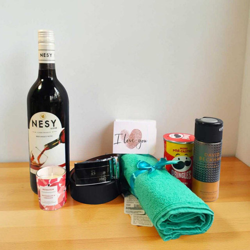 Love Gift Combo with Red Wine, Candle & Perfume for Him JNK-6464