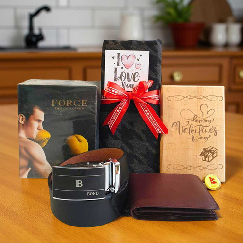 Valentine's Luxury Gift Combo with Perfume, Wallet & Muffler for Him JNK-6465
