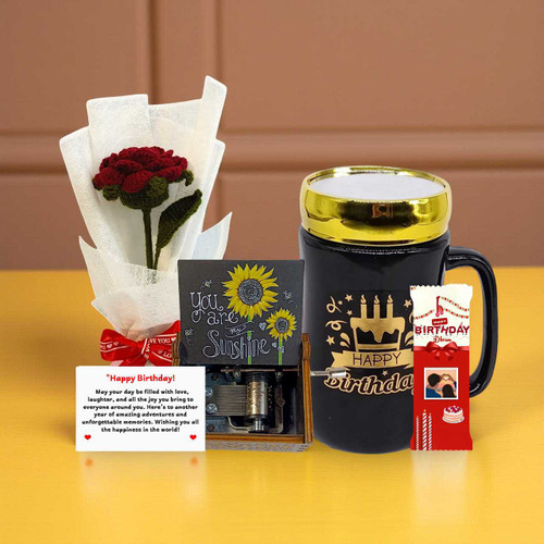 Birthday Special Gift Hamper with Mug, Rose & Personalized Chocolate SPM-635