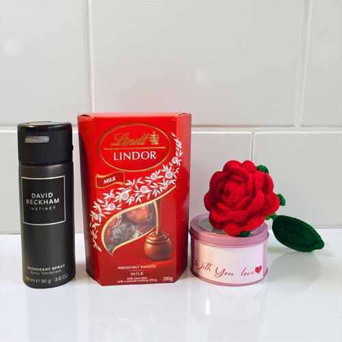Lovely Candle, Crochet Rose , Chocolates & Candle For Him BPL-975