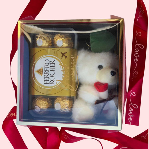 Luxury Gift Box with Teddy, Heart Ring & Chocolate With Just For Her SK-1833