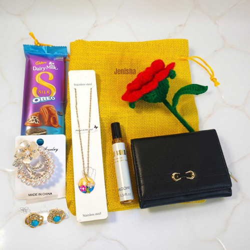 Accessories Gift Pouch with Chocolate & Wallet for Her