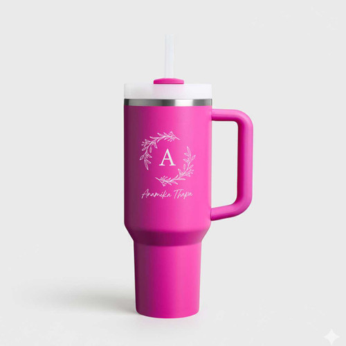 Personalised Pink Stanley Quencher Tumbler with Recipient’s Name & Initial SK-1847