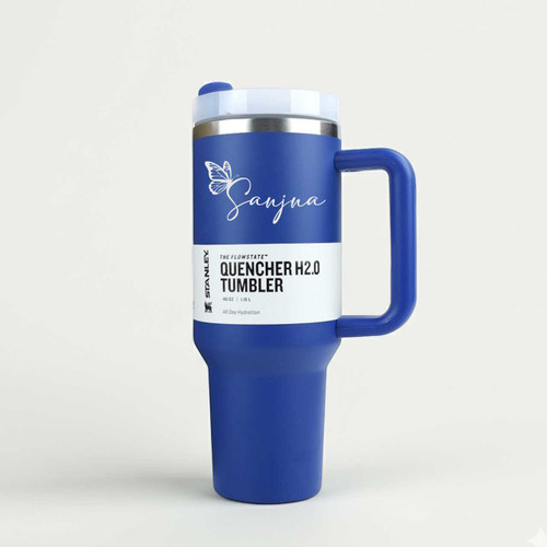 Customisable Navy Blue Stanley Quencher Tumbler with Recipient’s First Name SK-1848