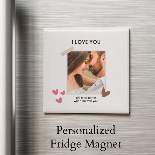 I Love You Personalized Photo Fridge Magnet with Custom Text SPM-662