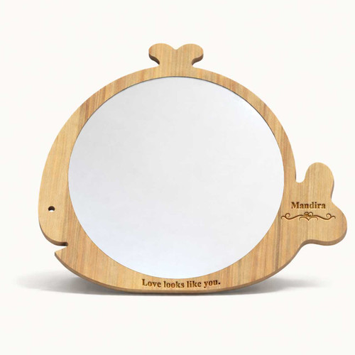 Love Looks Like You Personalized Wooden Fish Shaped Mirror SPM-668