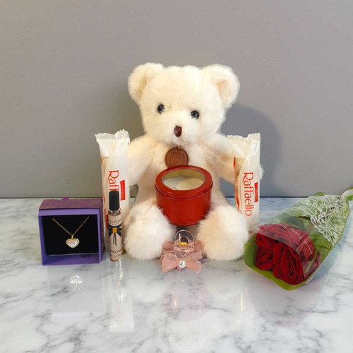 Sweet Moments: Jewellery, Perfume, Teddy & Roses Gift Set SK-14865