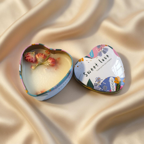 Sweet Love Tin Heart Shape Aroma Candle Gift