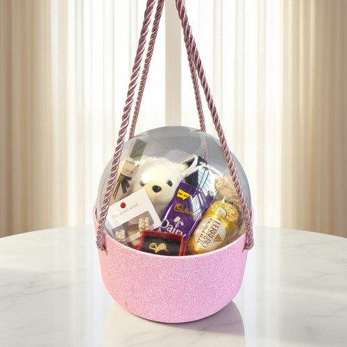 Cute Love Gift Box with Scrunchy, Earrings, Ring & Chocolates for Her