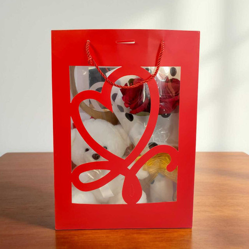 Romantic Surprise Gift Bag with Roses, Teddy & Chocolates SK-1912