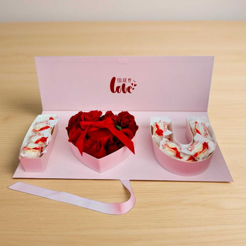 Love Gift Box with Chocolates, Roses & Ring for Her JNK-6608